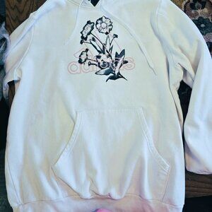 ADIDAS Hooded Sweatshirt (White with Black Floral Print and Pink wording) 2X
